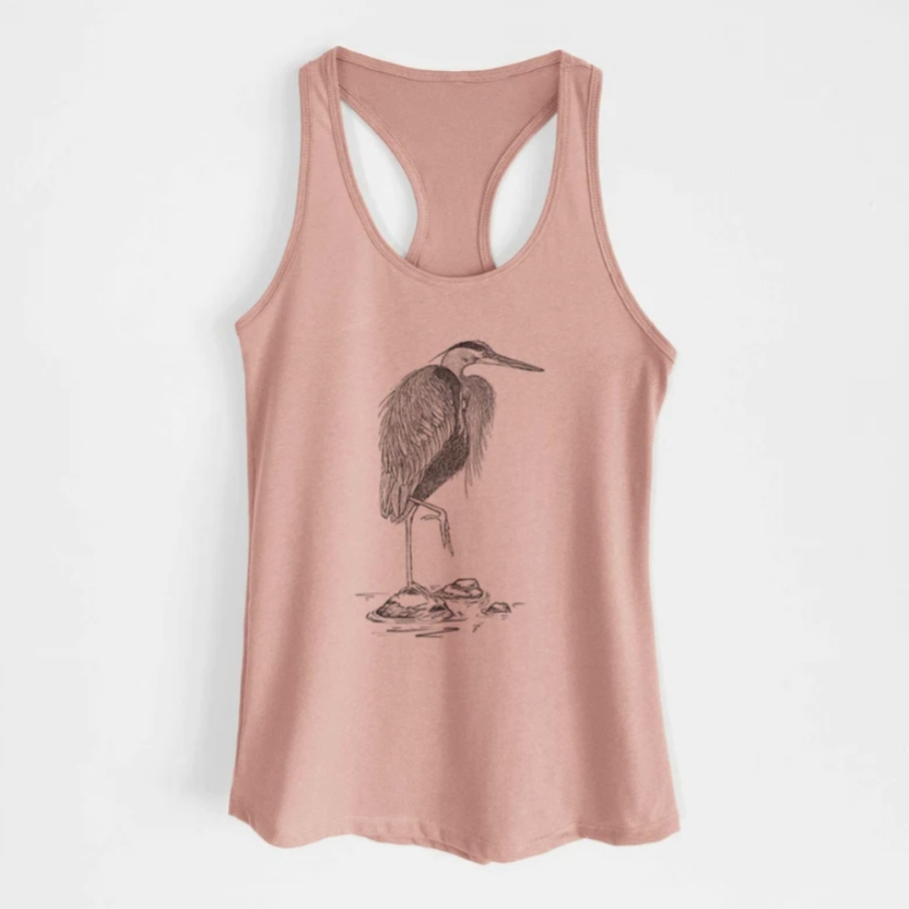 BeCause Great Blue Heron XXL Desert Pink Racerback Tank